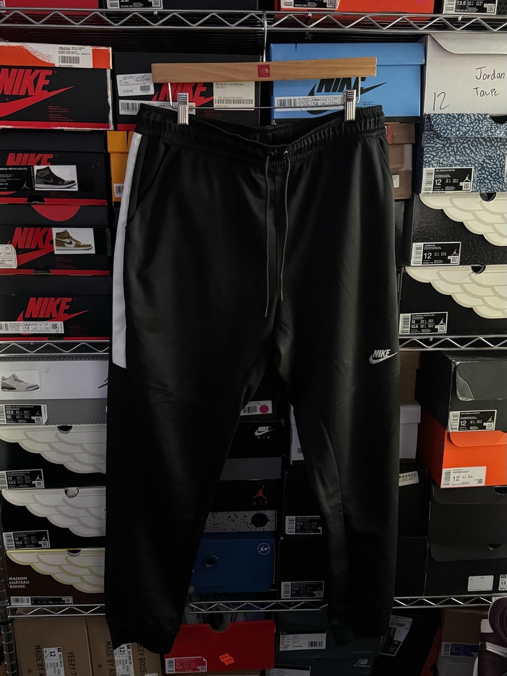 Nike Black Athletic Pants with Red Logo Tag